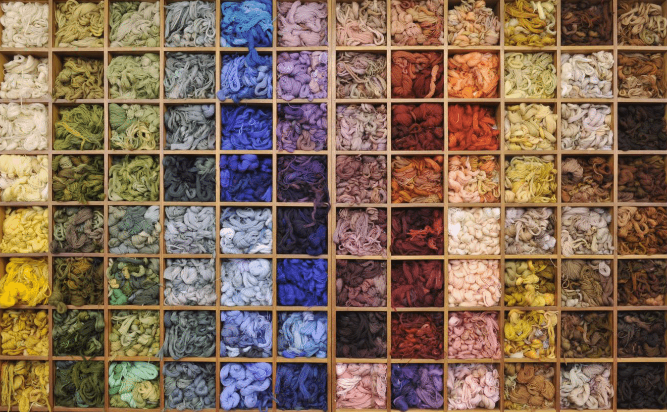 the wall of wool at the rsn embroidery studio
